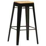 Bar Stools 4 pcs Black Solid Mango Wood - Extra Image