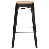 Bar Stools 4 pcs Black Solid Mango Wood - Side View