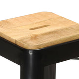 Bar Stools 4 pcs Black Solid Mango Wood - Top-Down View