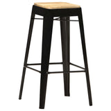 Bar Stools 4 pcs Black Solid Mango Wood - Extra Image
