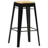 Bar Stools 4 pcs Black Solid Mango Wood - Extra Image
