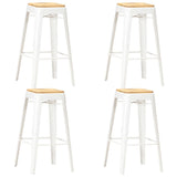 Bar Stools 4 pcs White Solid Mango Wood