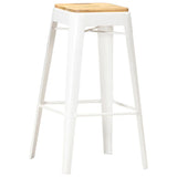 Bar Stools 4 pcs White Solid Mango Wood - Front View