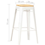 Bar Stools 4 pcs White Solid Mango Wood - Close-Up Angle