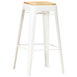 Bar Stools 4 pcs White Solid Mango Wood - Extra Image