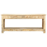 Coffee Table 110x50x45 cm Hand Painted Solid Mango Wood - Front View