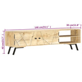 TV Cabinet 140x30x40 cm Solid Mango Wood - Rear View