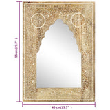 Hand Painted Mirror 40x55 cm Solid Mango Wood - Rear View