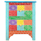 Hand Painted Bedside Cabinet 40x30x50 cm Solid Mango Wood - Side View