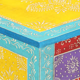 Hand Painted Bedside Cabinet 40x30x50 cm Solid Mango Wood - 45-Degree Angle