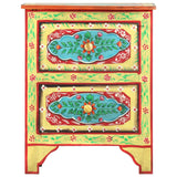 Hand Painted Bedside Cabinet 40x30x50 cm Solid Mango Wood - Front View
