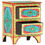 Hand Painted Bedside Cabinet 40x30x50 cm Solid Mango Wood - Side View