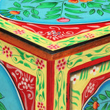 Hand Painted Bedside Cabinet 40x30x50 cm Solid Mango Wood - 45-Degree Angle