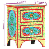 Hand Painted Bedside Cabinet 40x30x50 cm Solid Mango Wood - Low Angle