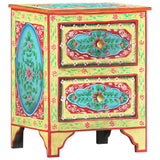 Hand Painted Bedside Cabinet 40x30x50 cm Solid Mango Wood - Extra Image