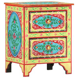 Hand Painted Bedside Cabinet 40x30x50 cm Solid Mango Wood - Extra Image