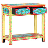 Hand Painted Console Table 80x35x75 cm Solid Mango Wood - Front View