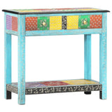 Hand Painted Console Table 80x35x75 cm Solid Mango Wood - Close-Up Angle