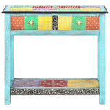 Hand Painted Console Table 80x35x75 cm Solid Mango Wood - Side View