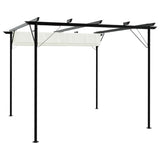 Pergola with Retractable Roof Cream White 3x3 m Steel - Front View