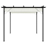 Pergola with Retractable Roof Cream White 3x3 m Steel