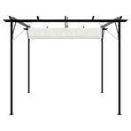 Pergola with Retractable Roof Cream White 3x3 m Steel