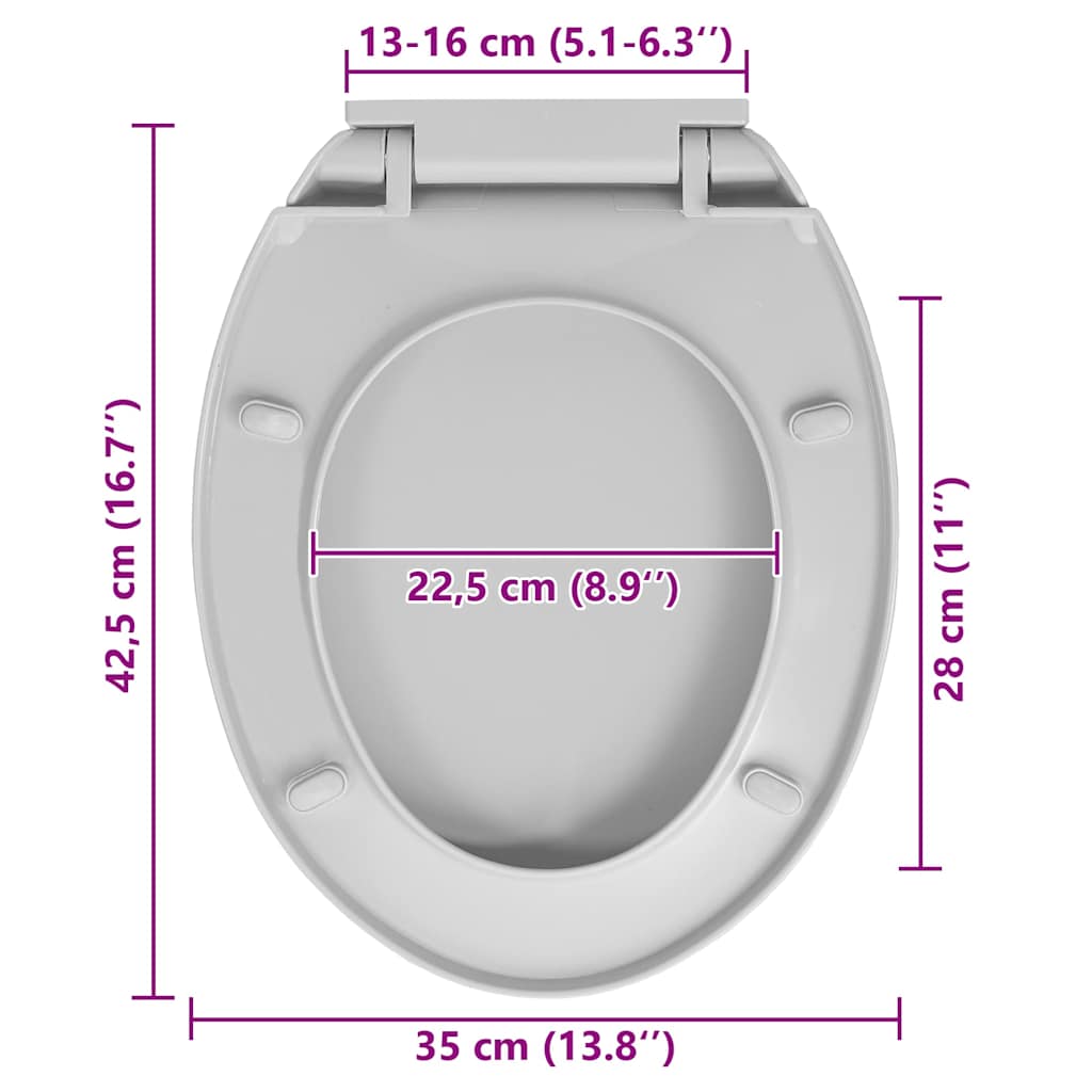 Soft-Close Toilet Seat Light Grey Oval