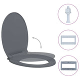 Soft-Close Toilet Seat Grey Oval - Front View