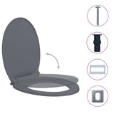 Soft-Close Toilet Seat Quick Release Grey Oval - Front View
