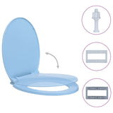 Soft-Close Toilet Seat Blue Oval - Front View