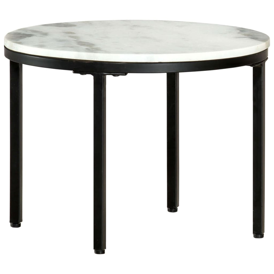 Coffee Table White and Black Ø50 cm Real Solid Marble