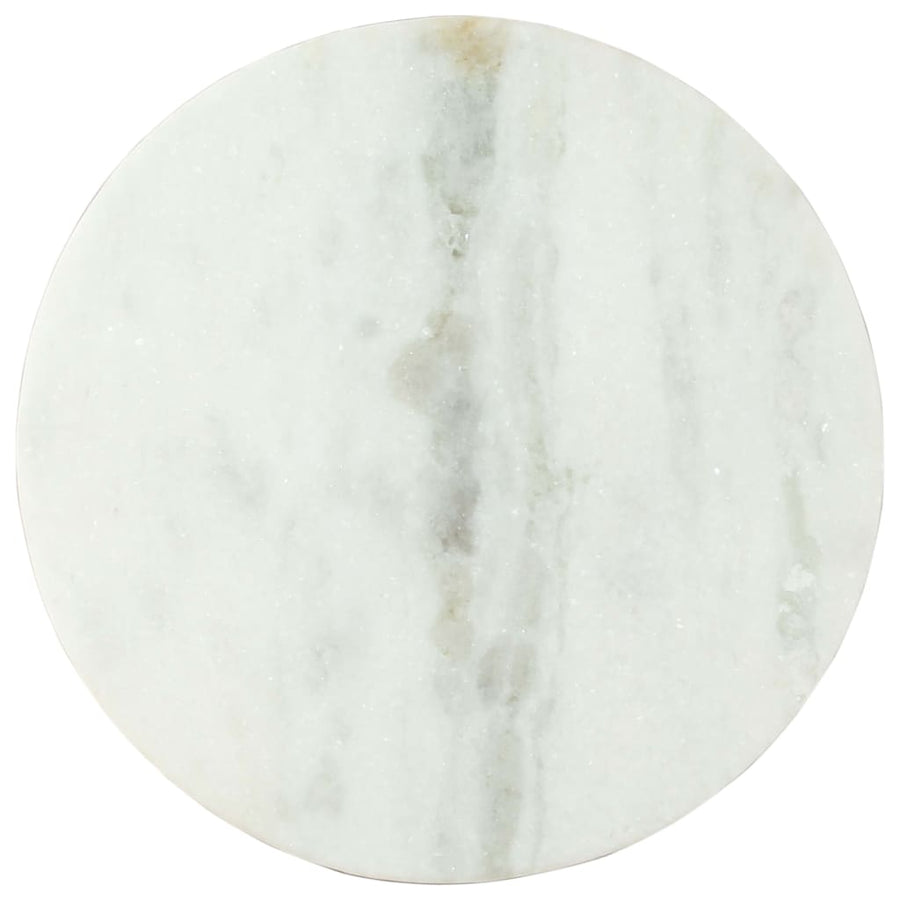 Coffee Table White and Black Ø50 cm Real Solid Marble