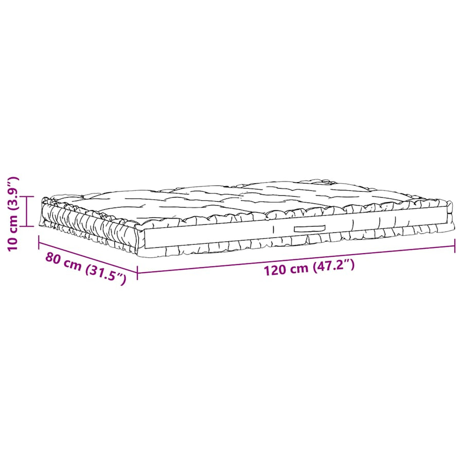 Pallet Floor Cushion Cotton 120x80x10 cm Black