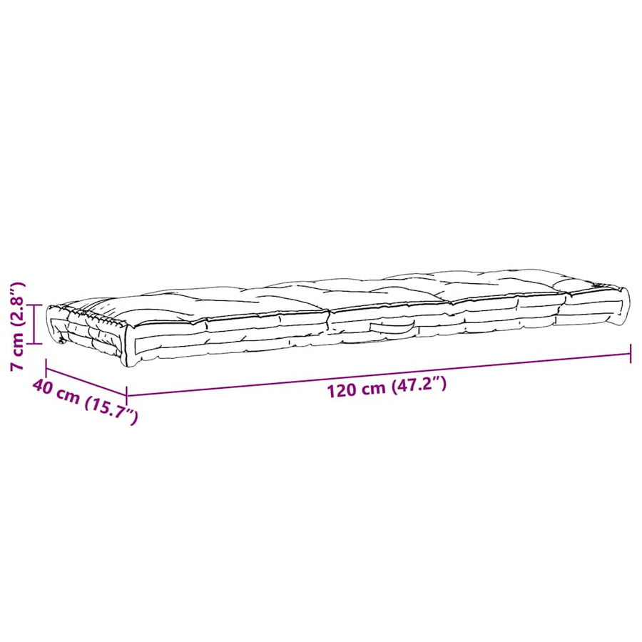 Pallet Floor Cushion Cotton 120x40x7 cm Beige
