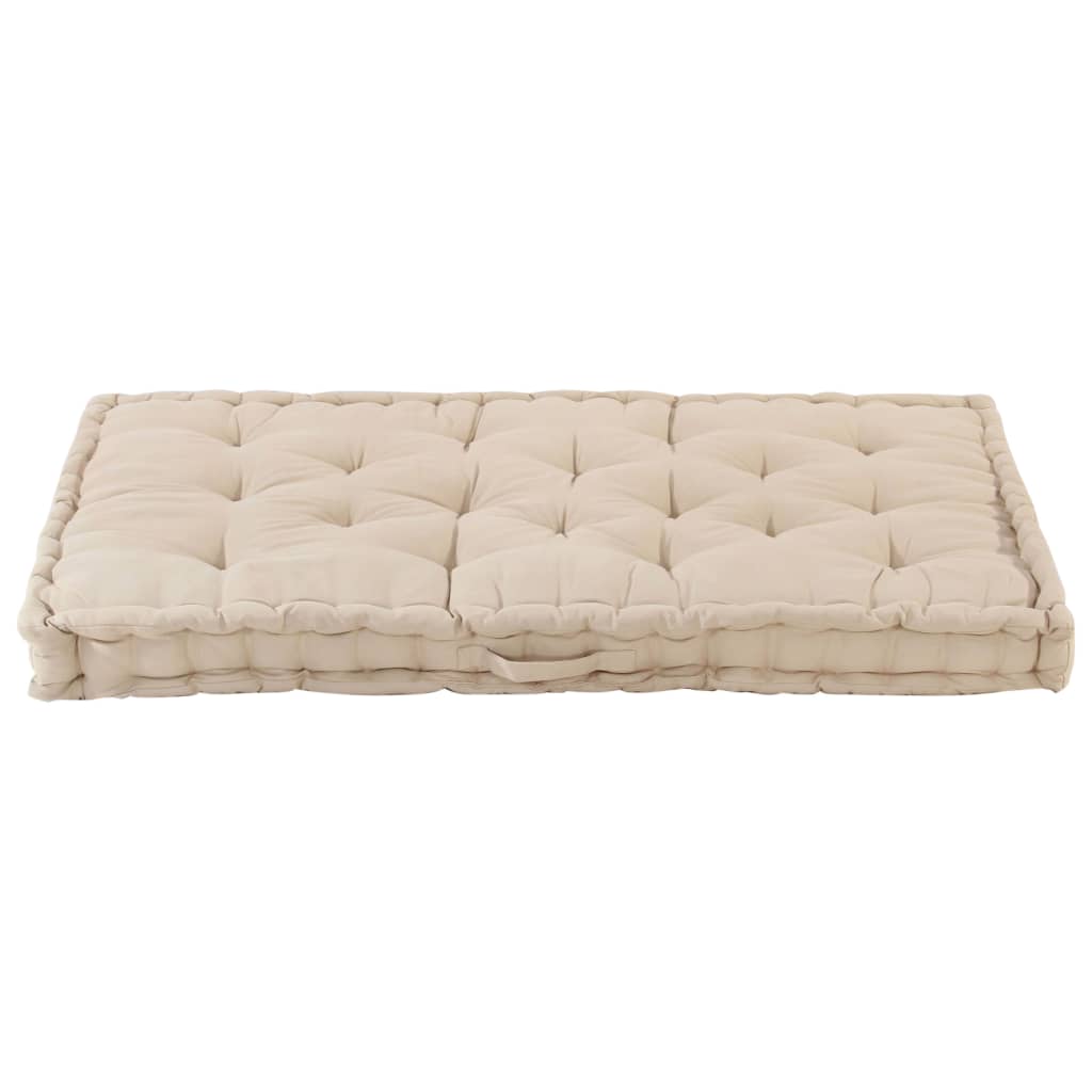 Pallet Floor Cushion Cotton 120x80x10 cm Beige