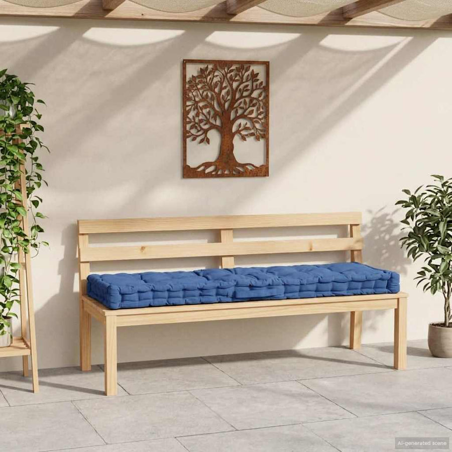 Pallet Floor Cushion Cotton 120x40x7 cm Light Blue
