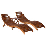 3 Piece Sunlounger with Tea Table Solid Wood Acacia
