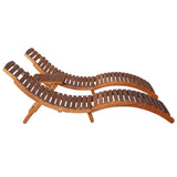 3 Piece Sunlounger with Tea Table Solid Wood Acacia - Side View