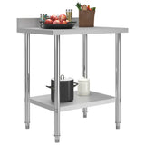 Kitchen Work Table with Backsplash 80x60x93 cm Stainless Steel - Front View