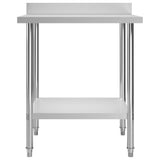 Kitchen Work Table with Backsplash 80x60x93 cm Stainless Steel - Side View