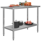 Kitchen Work Table 120x60x85 cm Stainless Steel - Front View