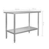 Kitchen Work Table 120x60x85 cm Stainless Steel - Close-Up Angle