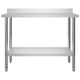 Kitchen Work Table with Backsplash 120x60x93 cm Stainless Steel - Side View