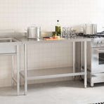 Kitchen Work Table with Backsplash 120x60x93 cm Stainless Steel