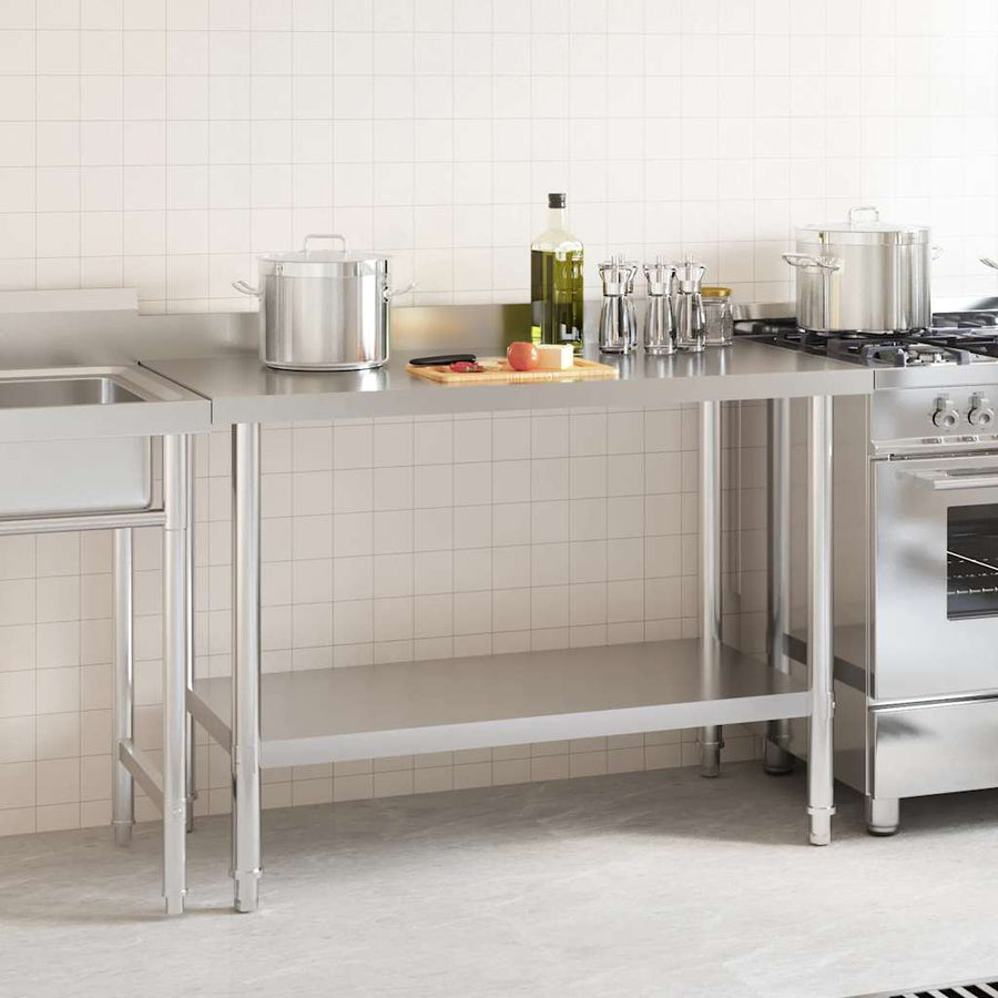 Kitchen Work Table with Backsplash 120x60x93 cm Stainless Steel