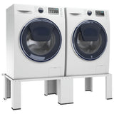 Double Washing and Drying Machine Pedestal White - Front View