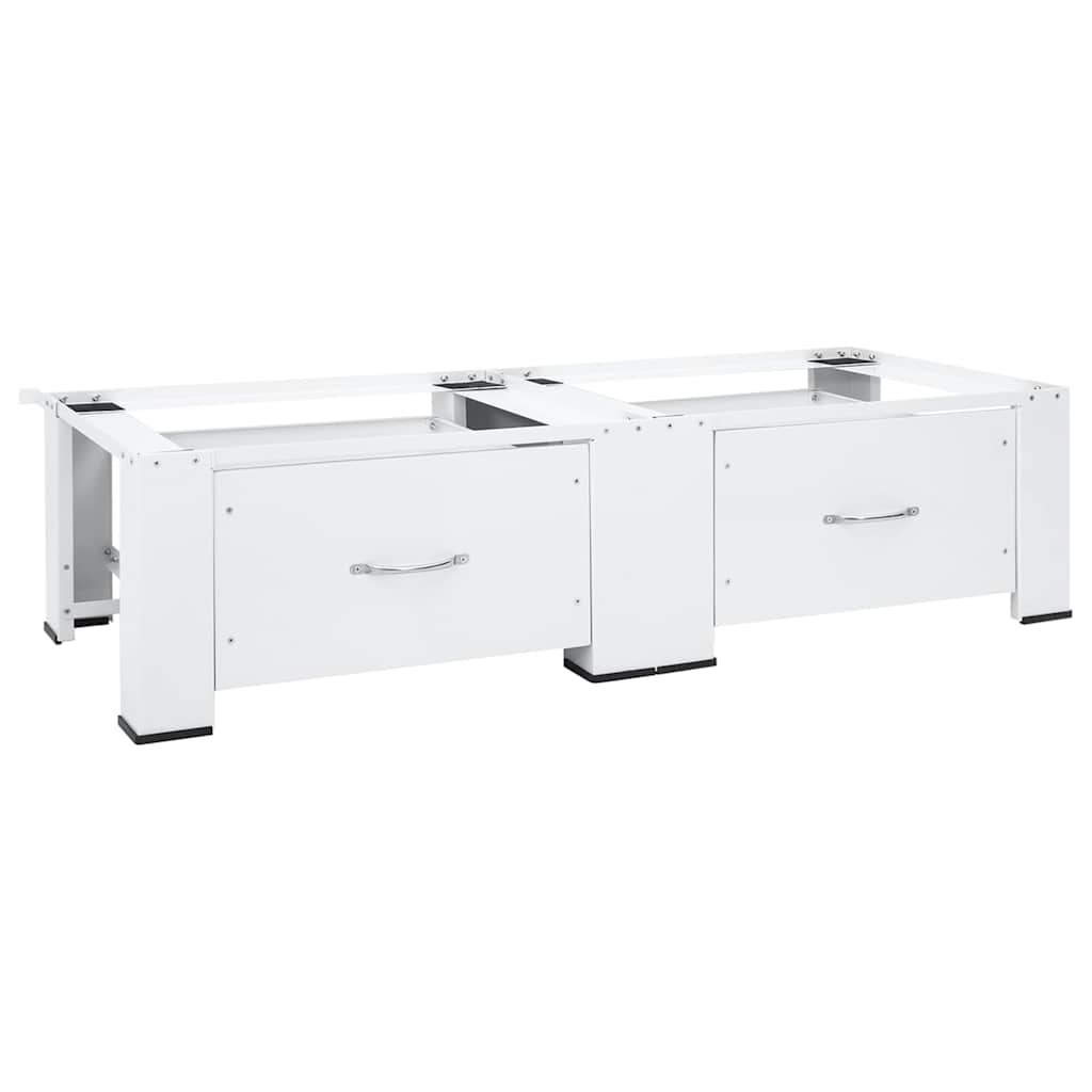 Double Washing and Drying Machine Pedestal with Drawers White