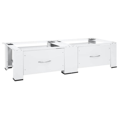 Double Washing and Drying Machine Pedestal with Drawers White