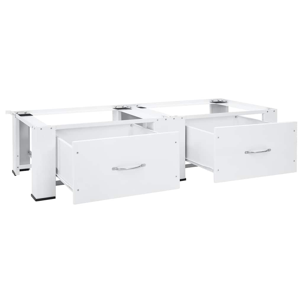 Double Washing and Drying Machine Pedestal with Drawers White