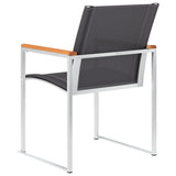 Garden Chairs 2 pcs Textilene and Stainless Steel Grey - 45-Degree Angle